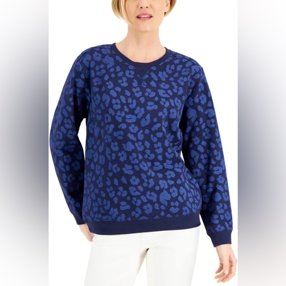 Karen Scott Sport Cheetah print top SIZE OX
